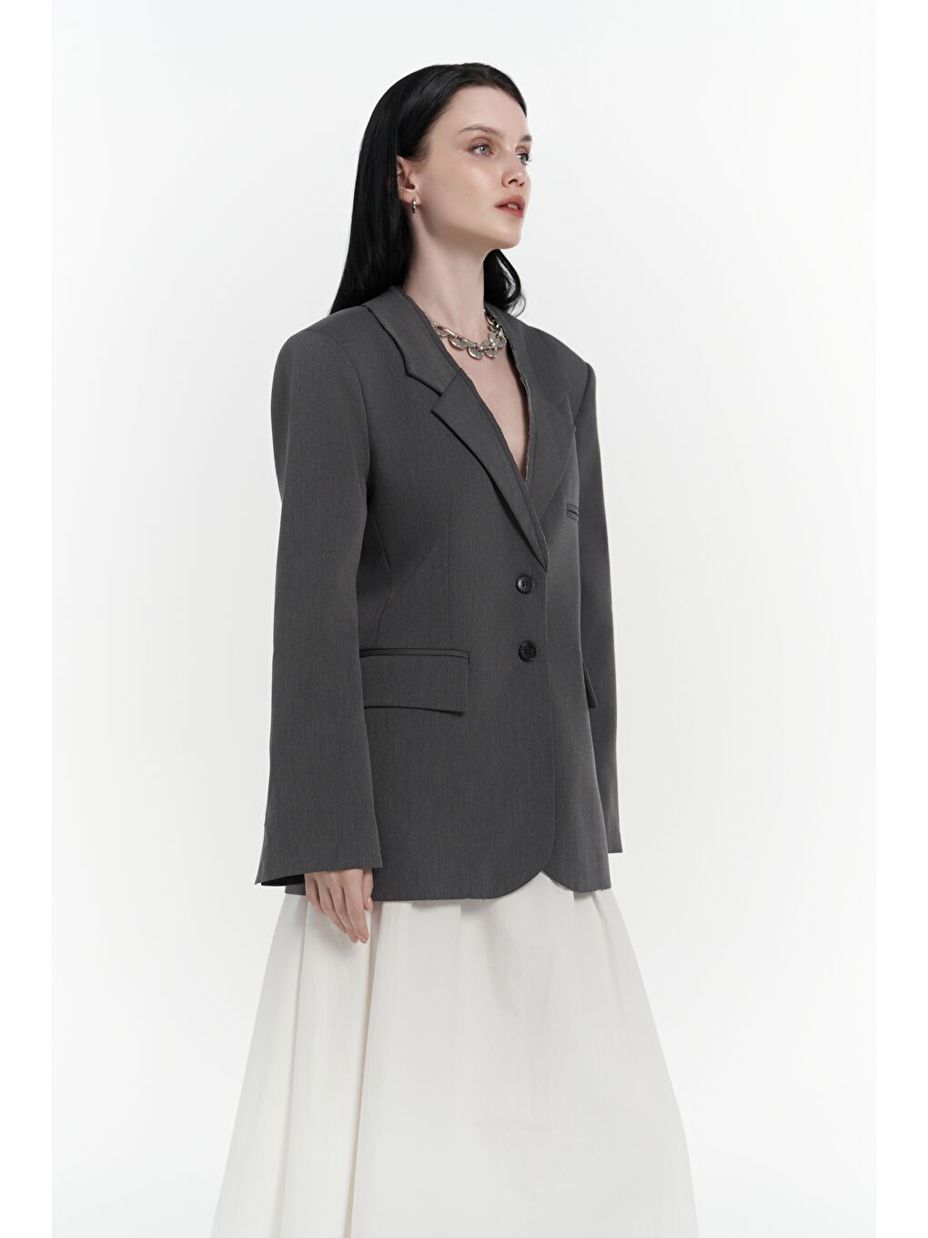 Volda Yaka Detay Antrasit Blazer-5