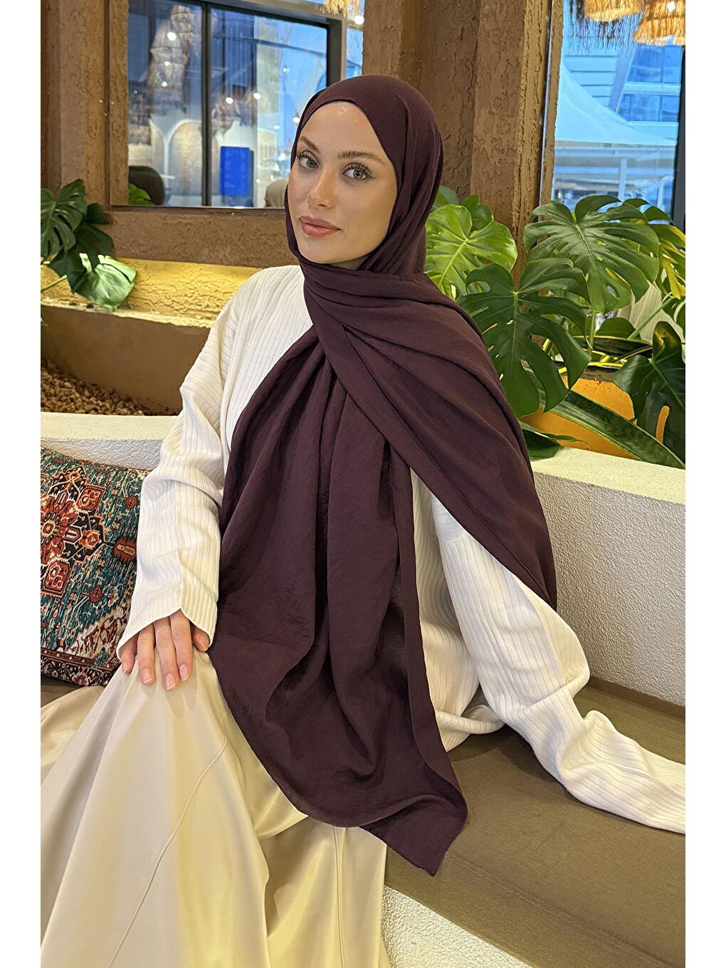 Comfort Pamuk Şal Mürdüm-1