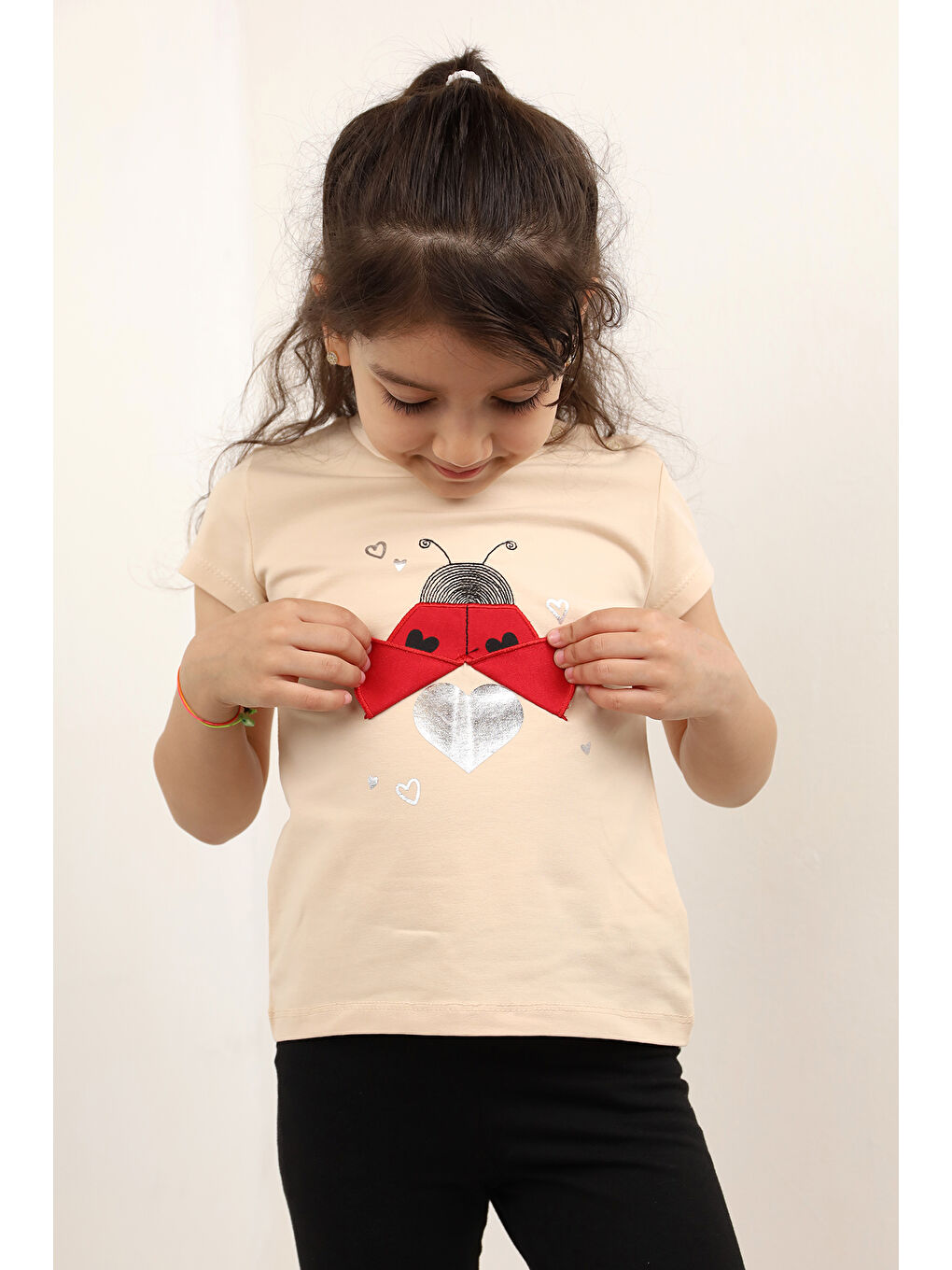Bej Kız Bebek Baskılı Tişört