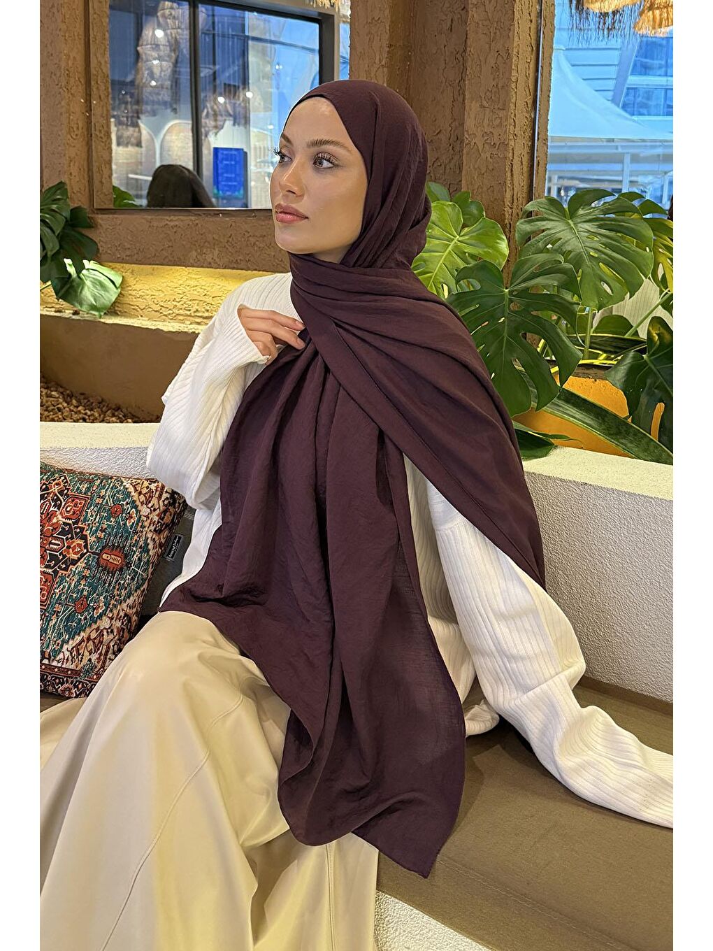 Comfort Pamuk Şal Mürdüm-2