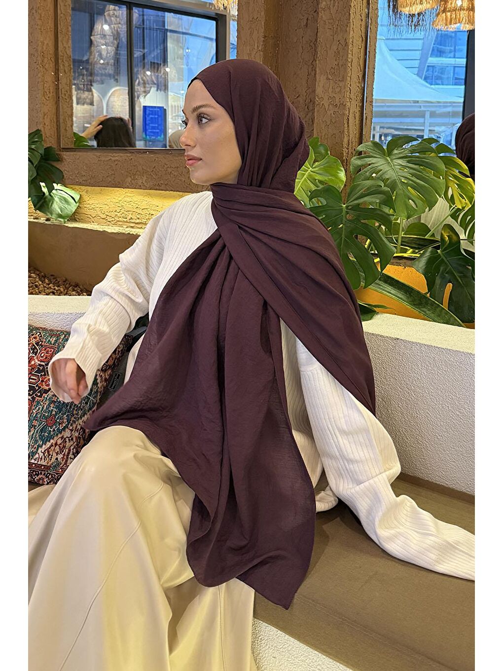 Comfort Pamuk Şal Mürdüm-3