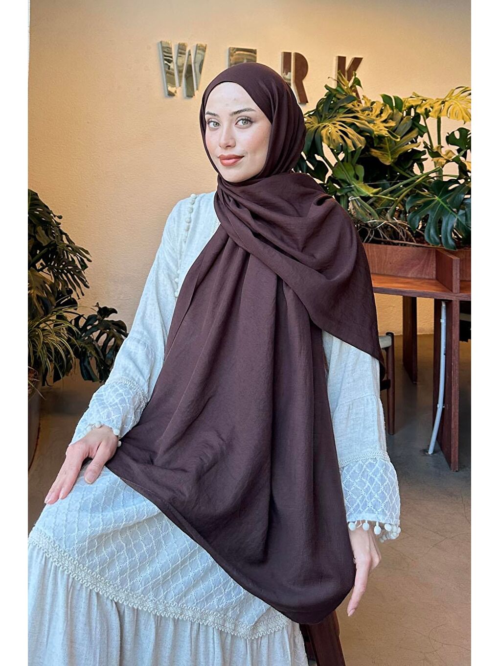 Comfort Pamuk Şal Acı Kahverengi-1