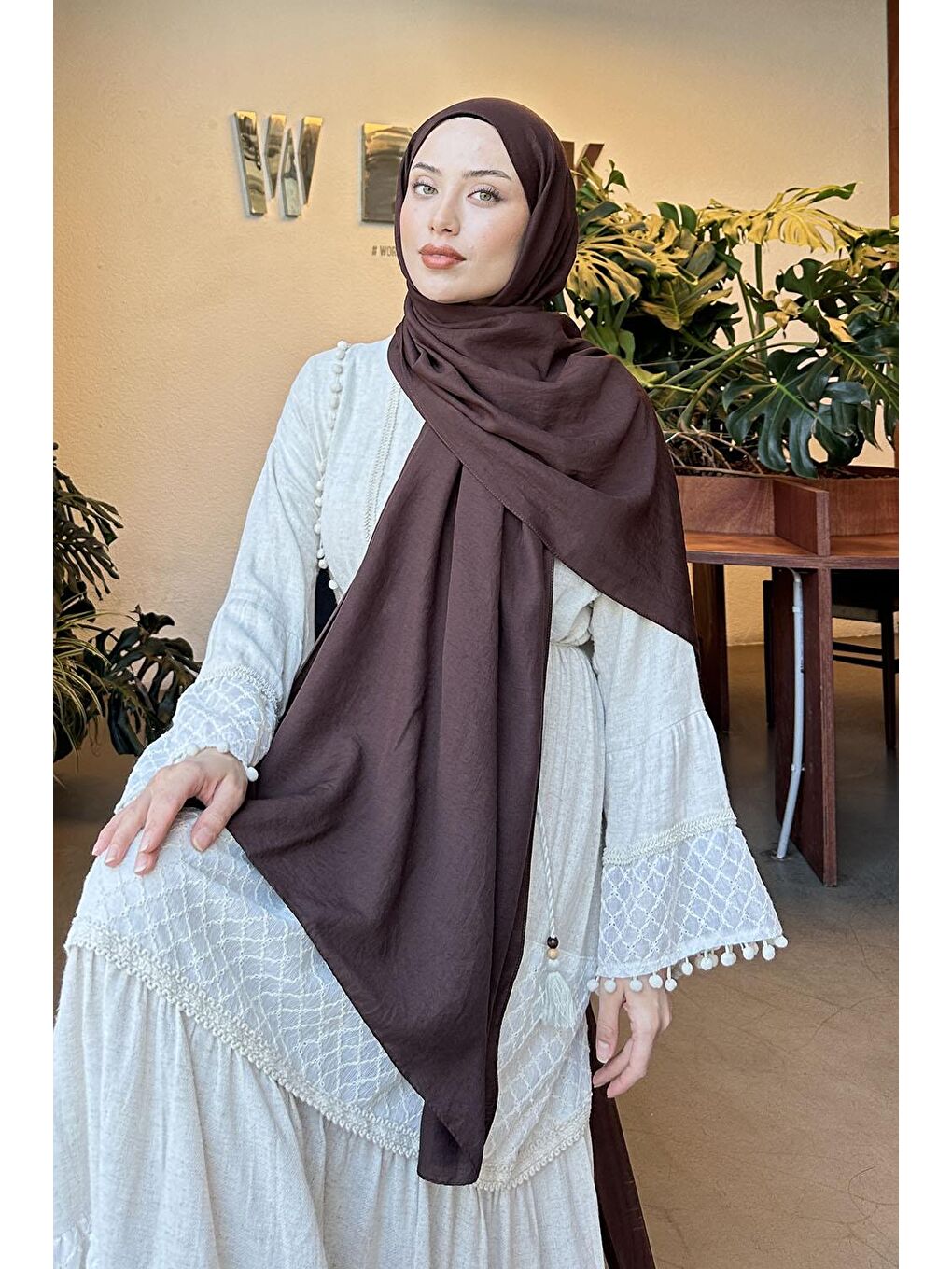 Comfort Pamuk Şal Acı Kahverengi-2