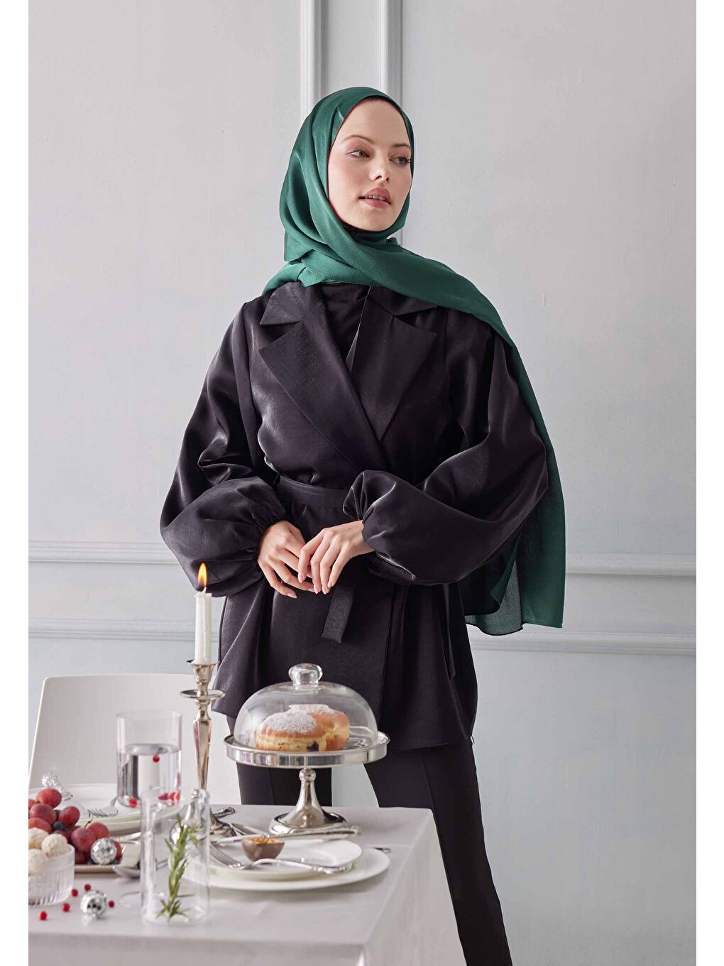 Bej Janjanlı Şal Zümrüt-2