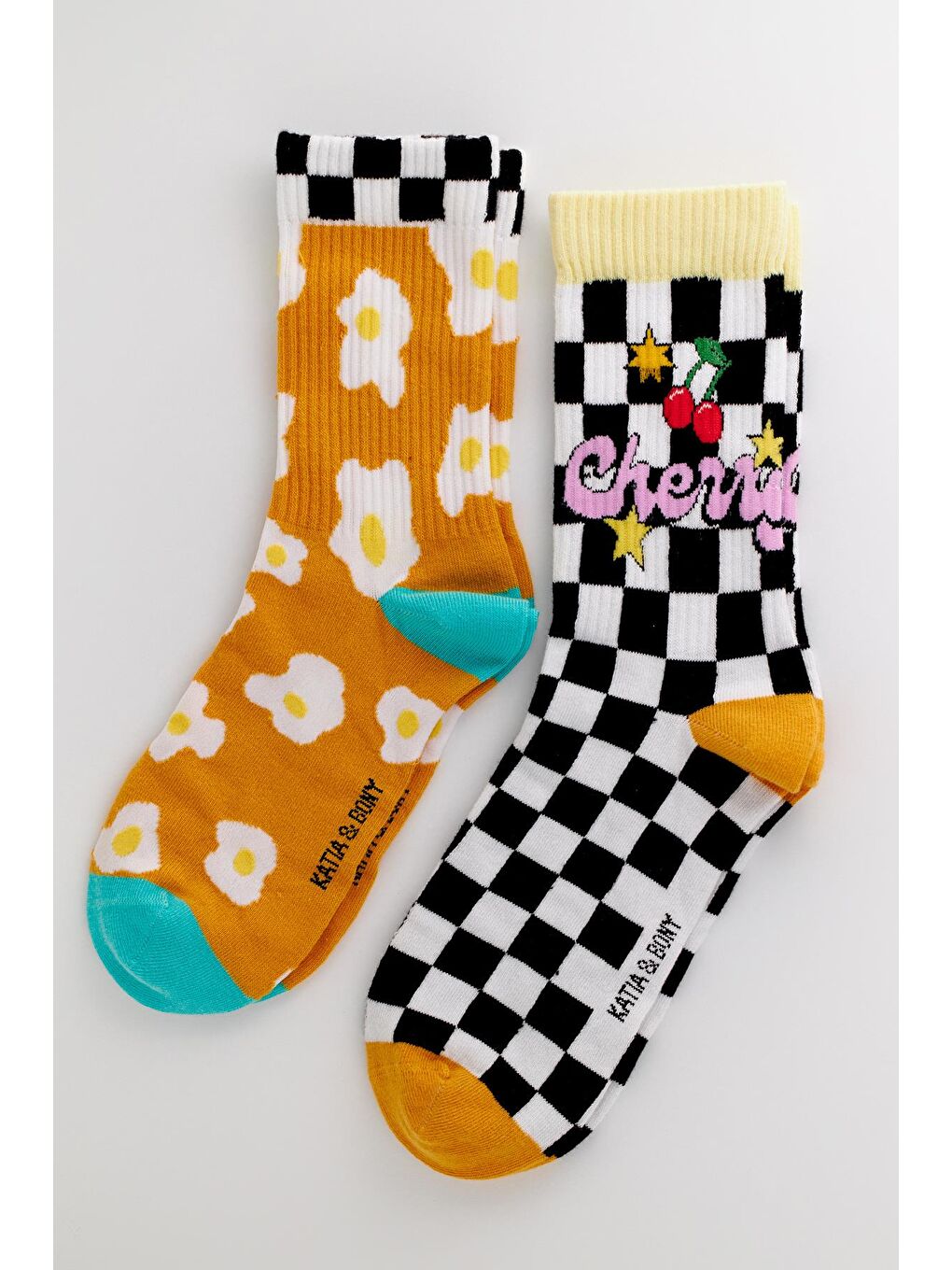 Karışık Unisex Dama Desenli 2'Li Kutulu Soket Çorap-1