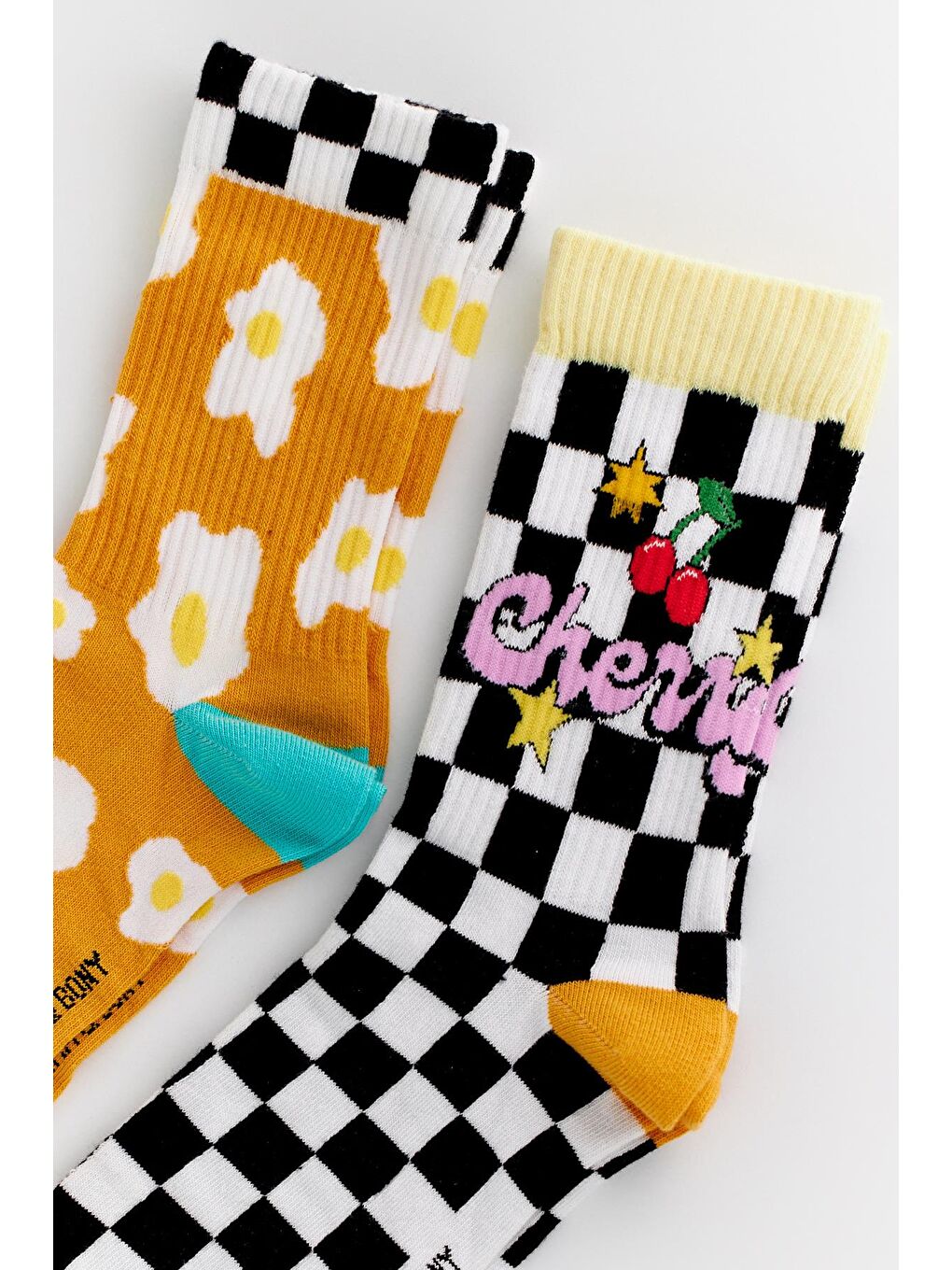 Karışık Unisex Dama Desenli 2'Li Kutulu Soket Çorap-2