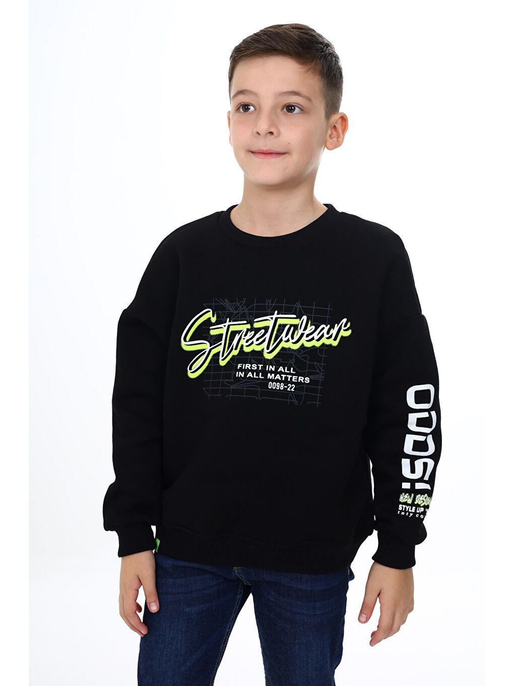 Toontoykids Siyah Erkek Çocuk Baskılı Sweatshirt