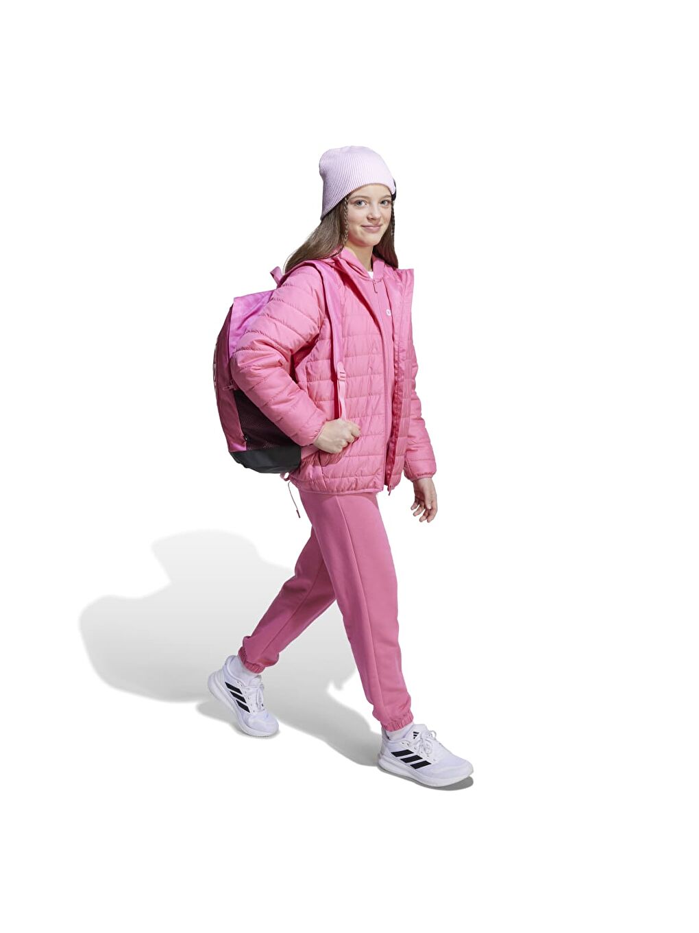 Essentials Light Padded Çocuk Pembe Kapüşonlu Mont-2