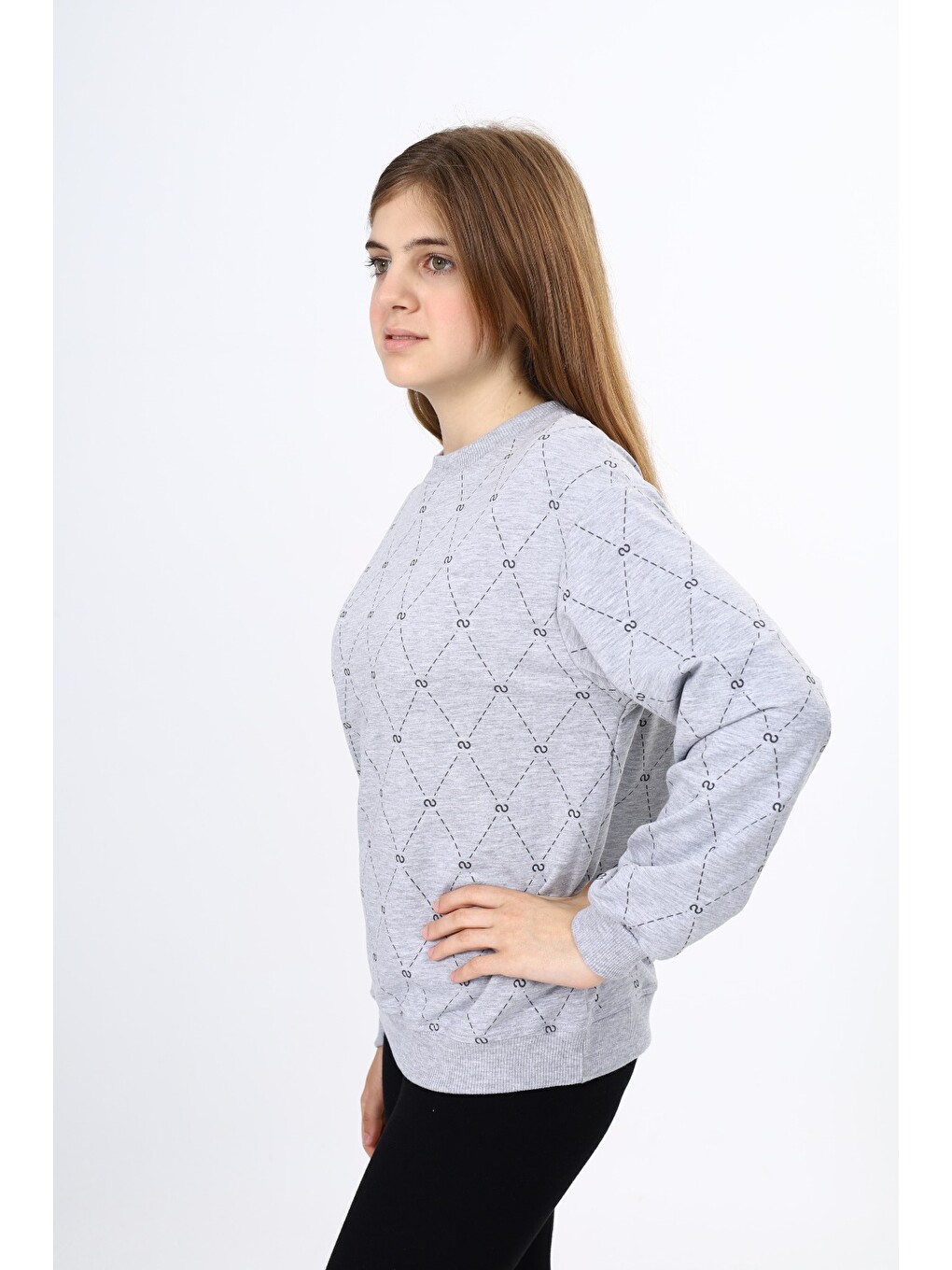 Gri Kız Çocuk Baskılı Sweatshirt-2