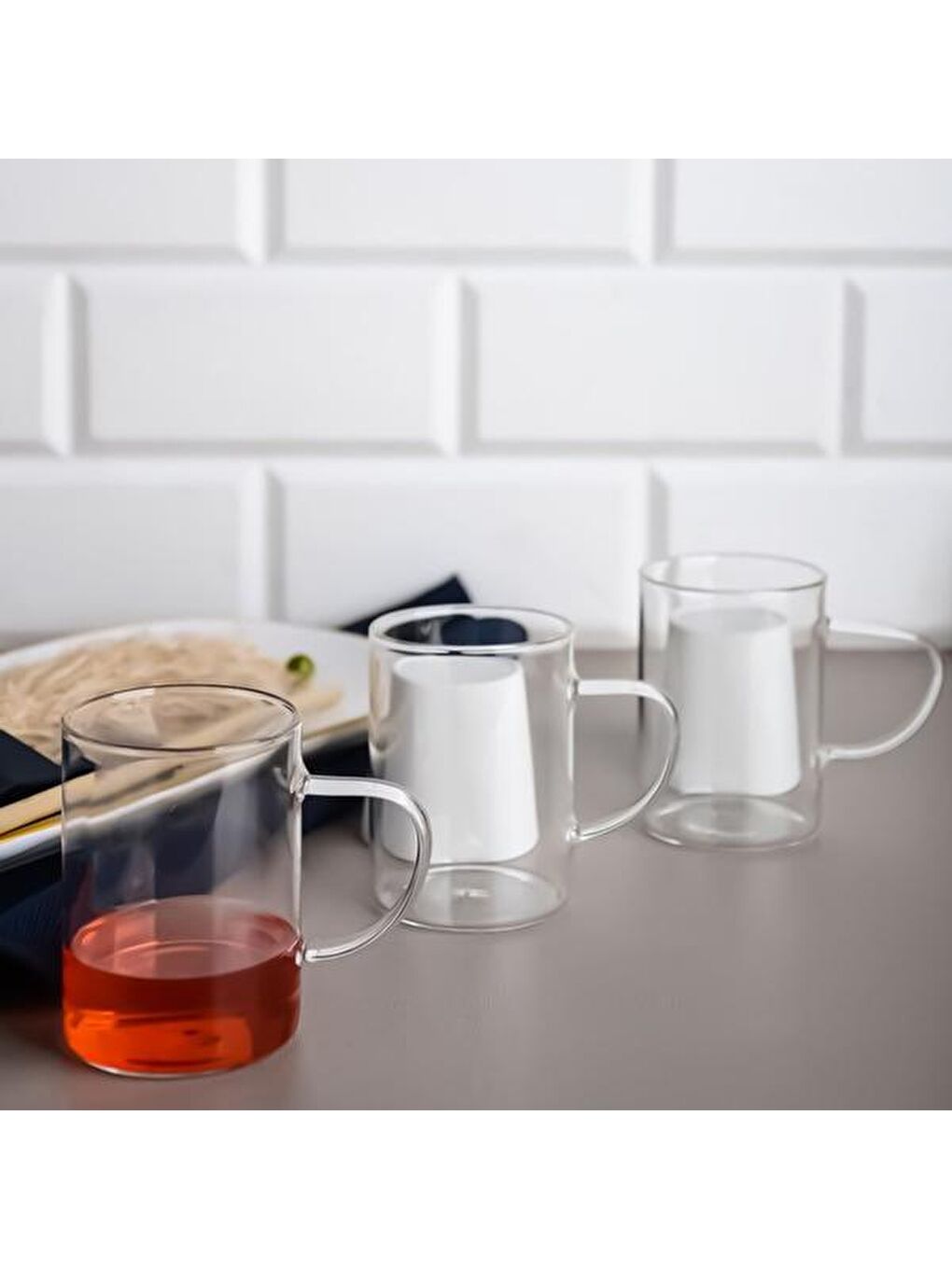 Renksiz 3'lü Borosilikat Cam Kupa - 200 ml