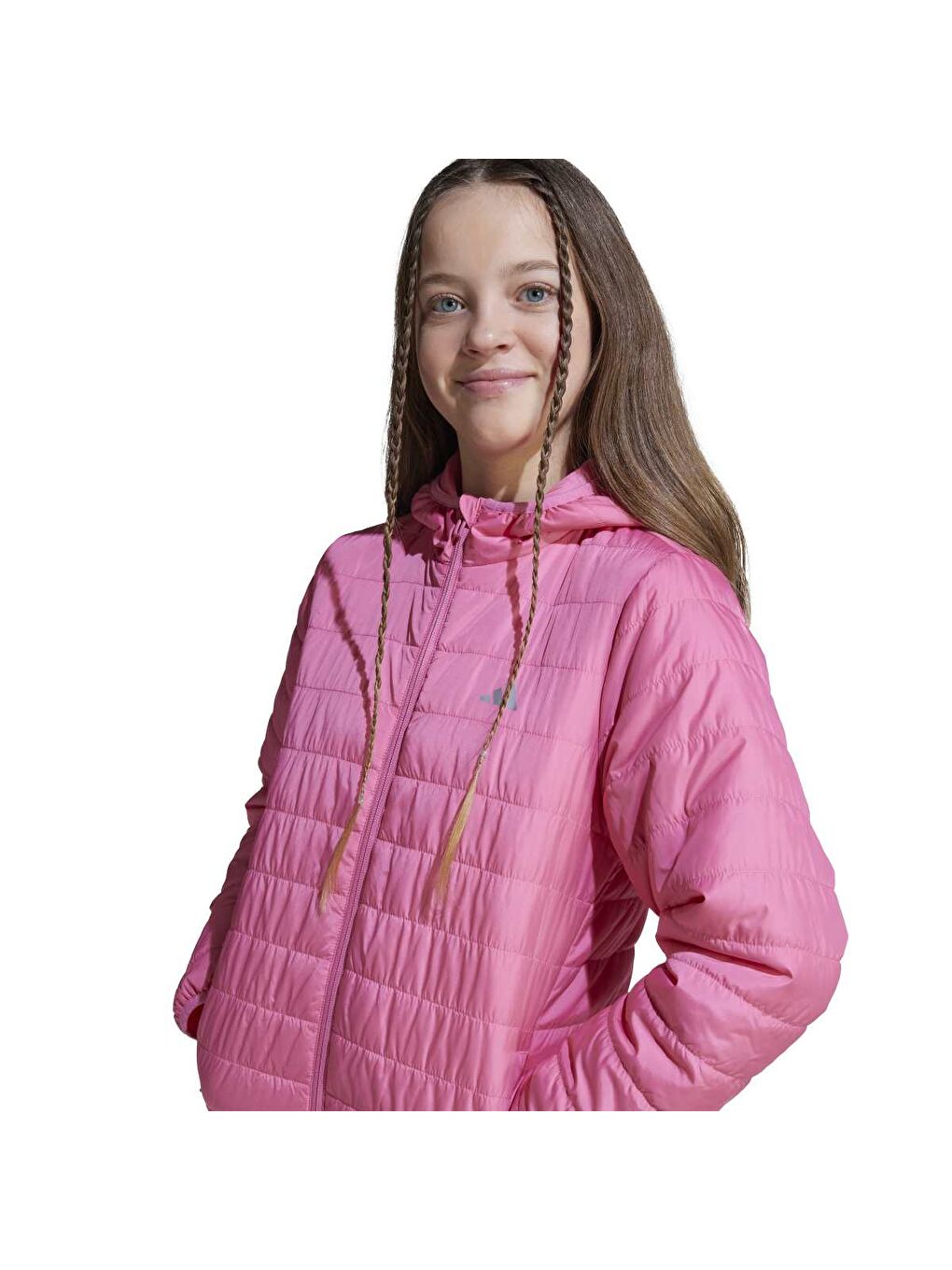 Essentials Light Padded Çocuk Pembe Kapüşonlu Mont-3