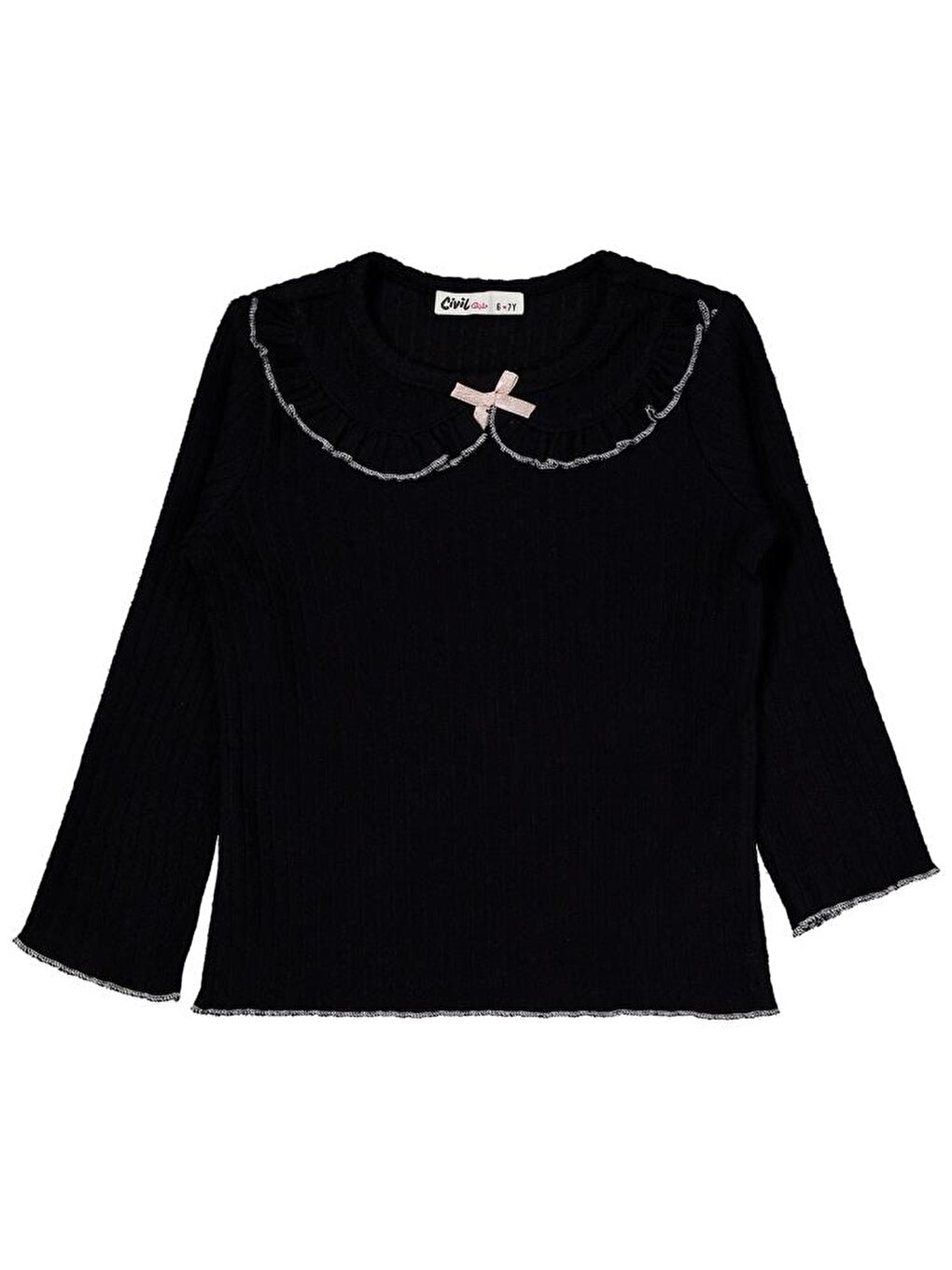 Girls Fırfır Yakalı 6-9 Yaş Takım - Siyah 7-8 Yaş-2