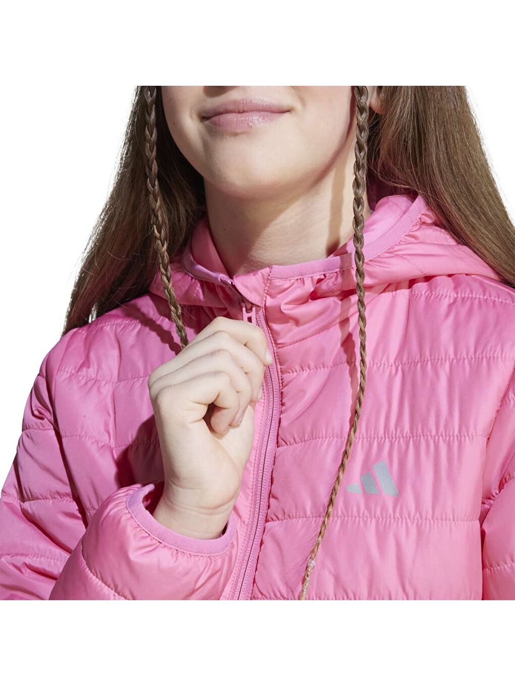 Essentials Light Padded Çocuk Pembe Kapüşonlu Mont-4