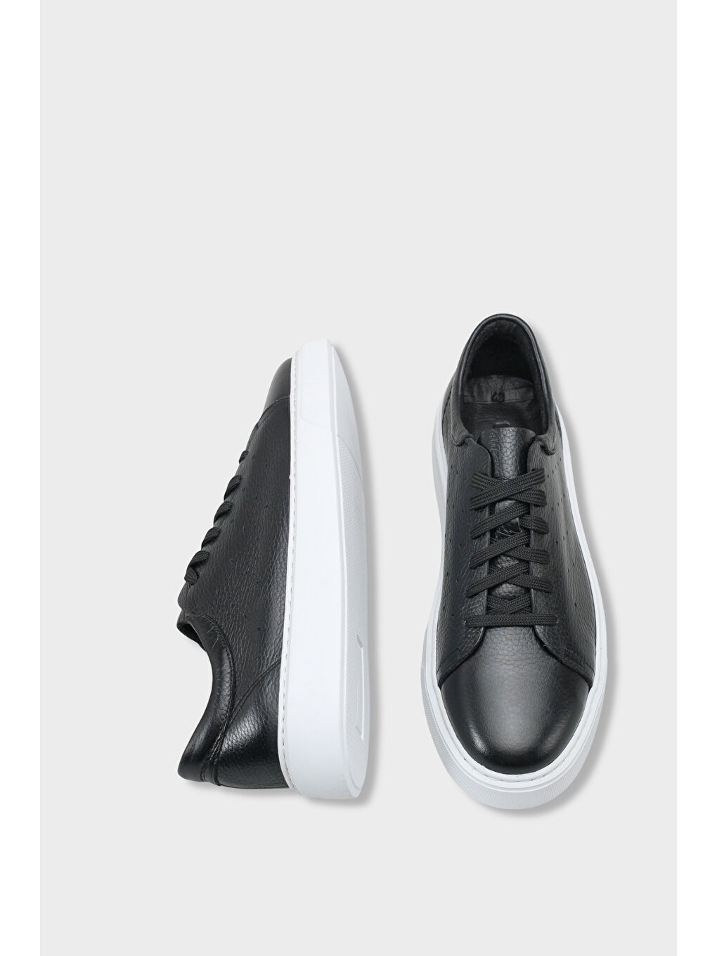 Siyah Chaim Hakiki Deri Erkek Günlük Spor Ayakkabı Sneaker-4