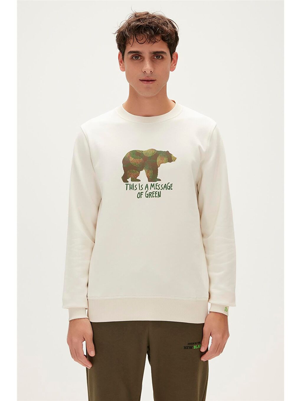 Bad Bear Beyaz Re-Finger Recycle Marshmallow Beyaz Baskılı Erkek Sweatshirt