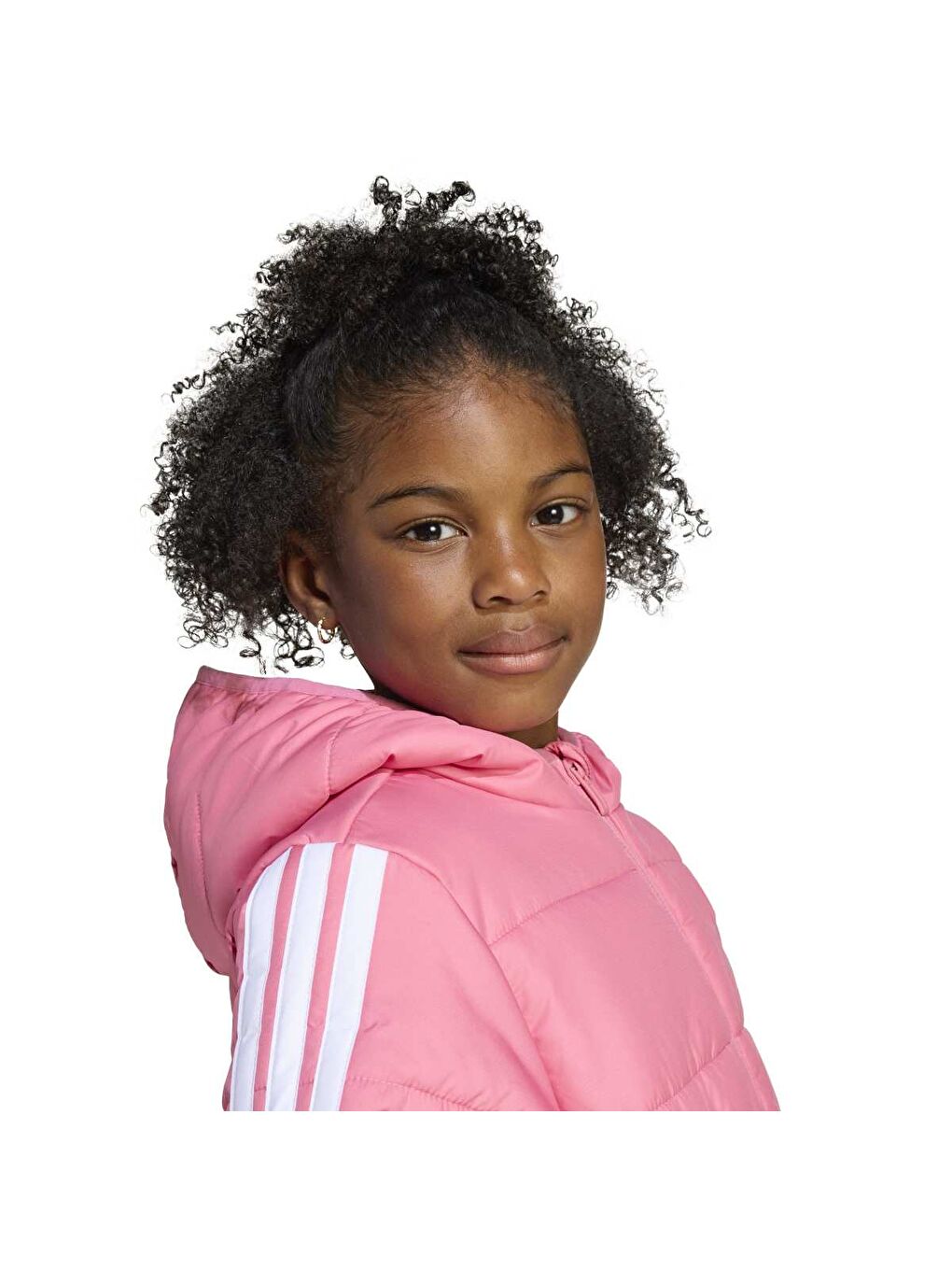 Essentials 3 Stripes Çocuk Pembe Kapüşonlu Mont-3