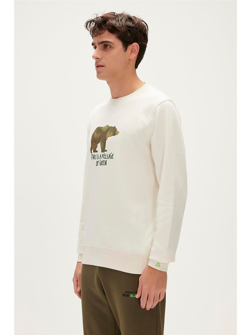 Bad Bear Beyaz Re-Finger Recycle Marshmallow Beyaz Baskılı Erkek Sweatshirt - 6