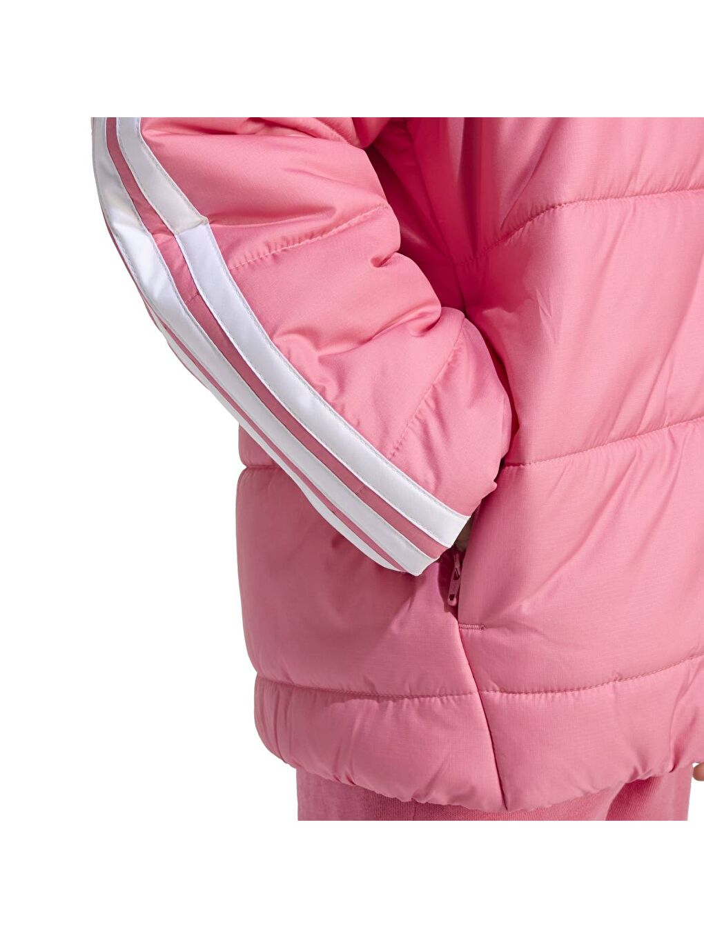 Essentials 3 Stripes Çocuk Pembe Kapüşonlu Mont-4