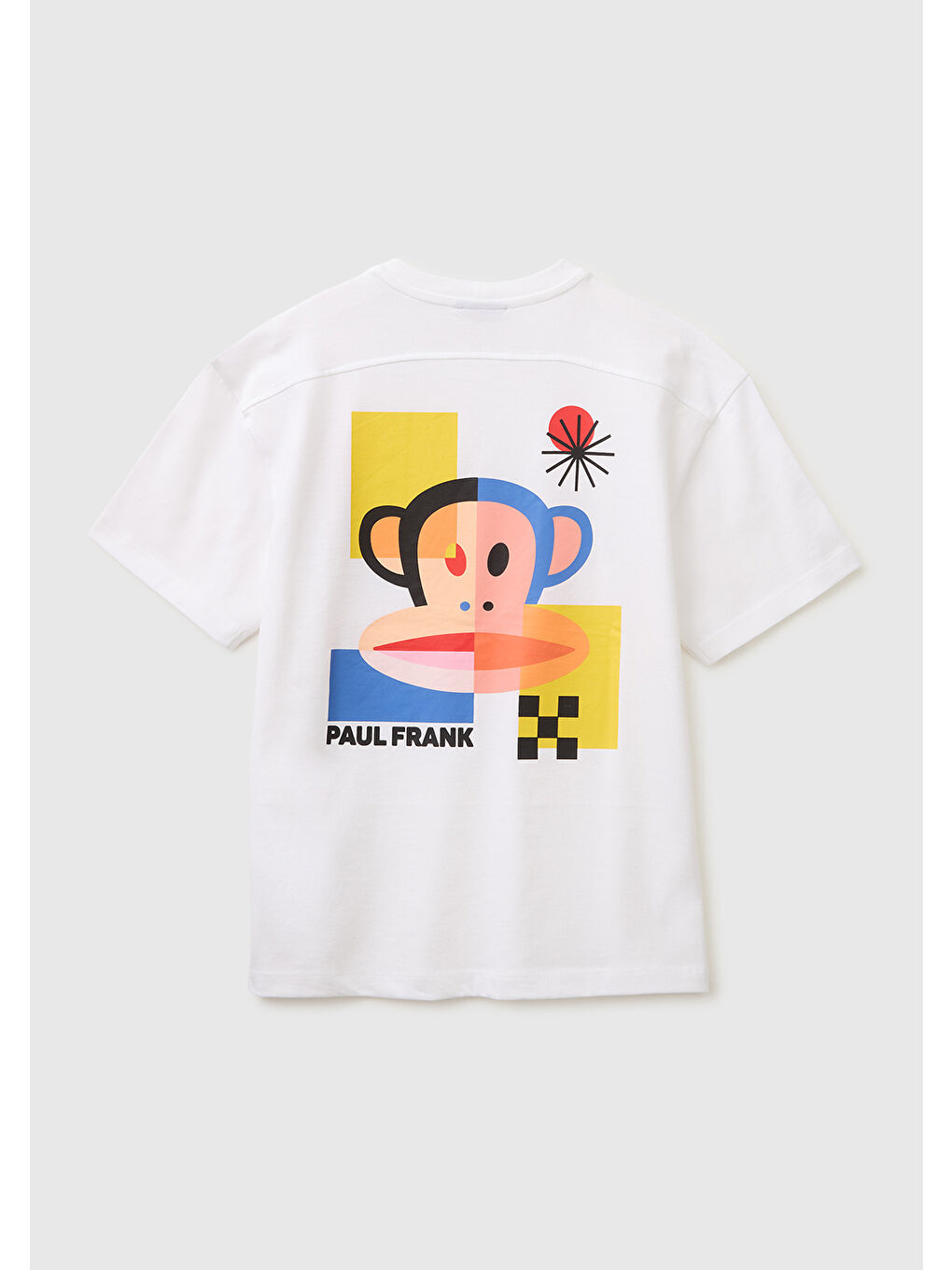 Erkek Çocuk Beyaz Önü ve Arkası Baskılı Etek Ucu Logolu Bisiklet Yaka T-Shirt-1