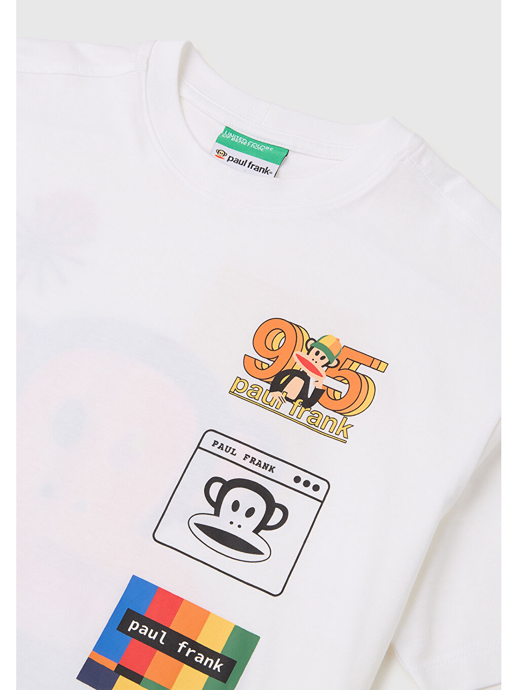 Erkek Çocuk Beyaz Önü ve Arkası Baskılı Etek Ucu Logolu Bisiklet Yaka T-Shirt-2