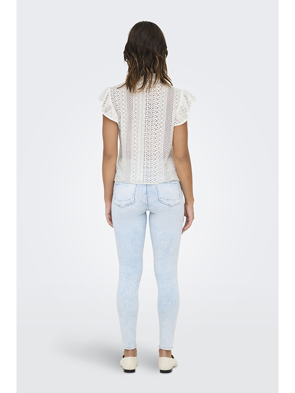 Ekru Onlgabina Ajurlu % 100 Pamuk Regular Fit Dik Yaka Bluz 15335251-4