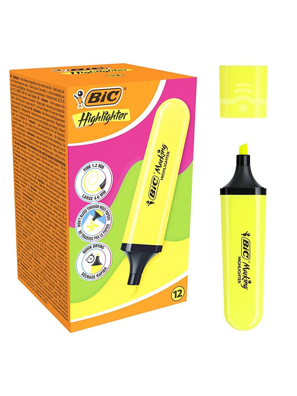 Bic Sarı Marking Flat Fosforlu Kalem Sarı 12 Adet