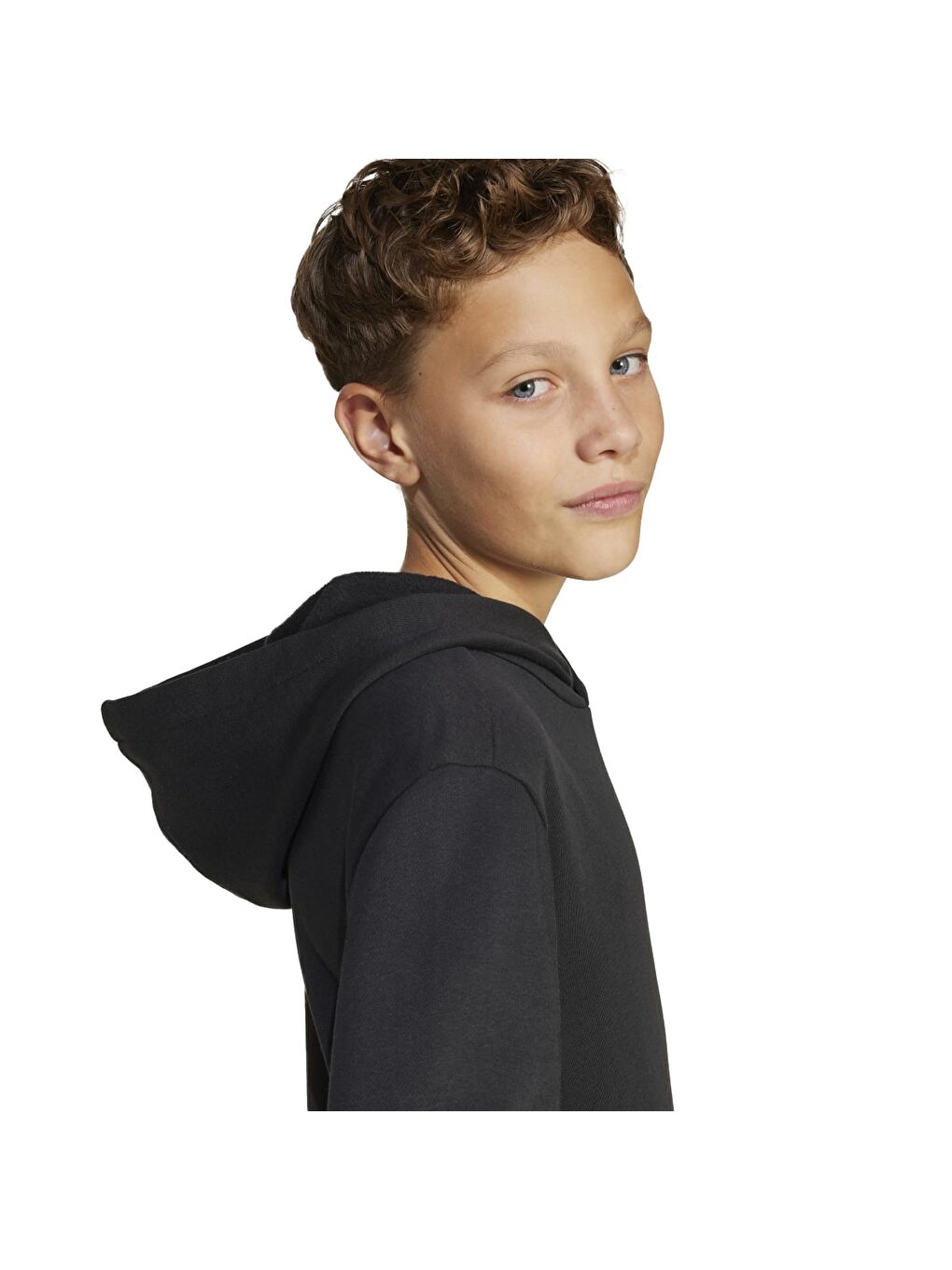 Sport Lifestlye Fleece Çocuk Siyah Kapüşonlu Sweatshirt-3