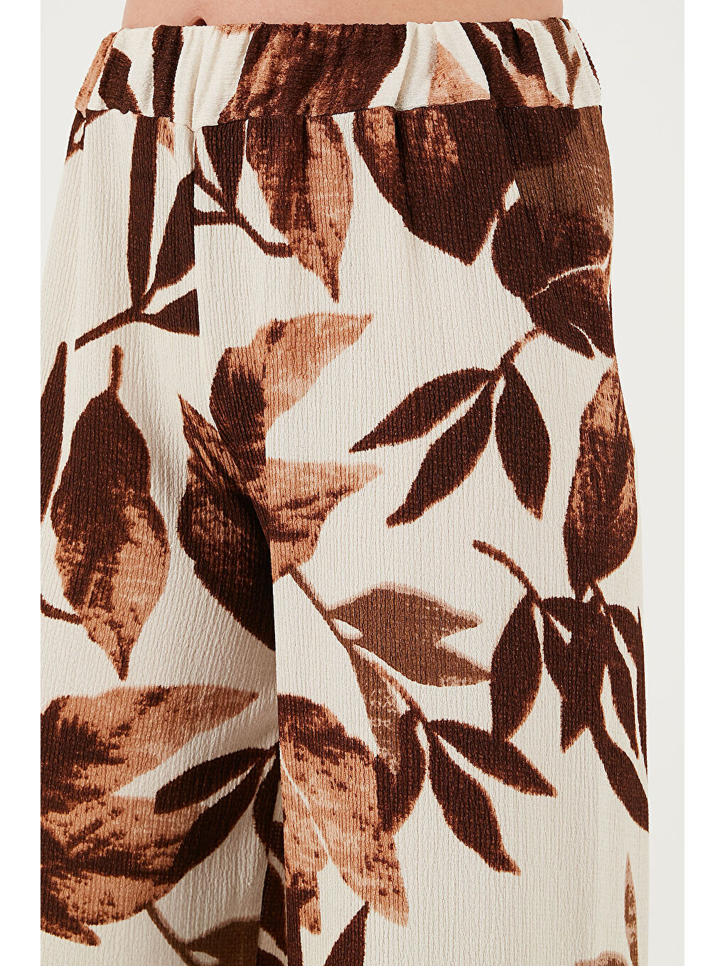 Sarı Desenli Beli Lastikli Bol Paça Kadın Pantolon 5869018-5