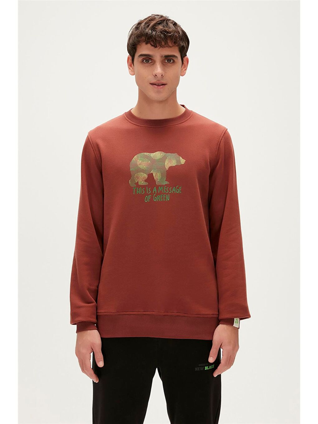 Bad Bear Kahverengi Re-Finger Recycle Woody Kahverengi Baskılı Erkek Sweatshirt