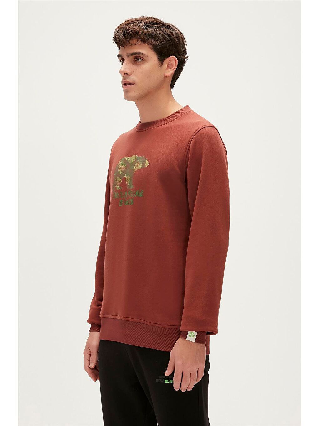 Bad Bear Kahverengi Re-Finger Recycle Woody Kahverengi Baskılı Erkek Sweatshirt - 6