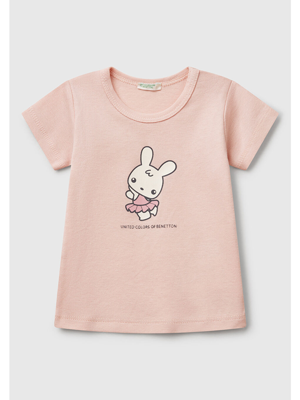 Bebek Toz Pembe Tavşan Baskılı T-Shirt