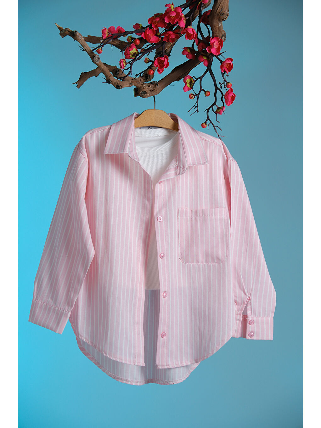 Pembe Gömlekli Crop Bodyli İkili Takım Gt.4011