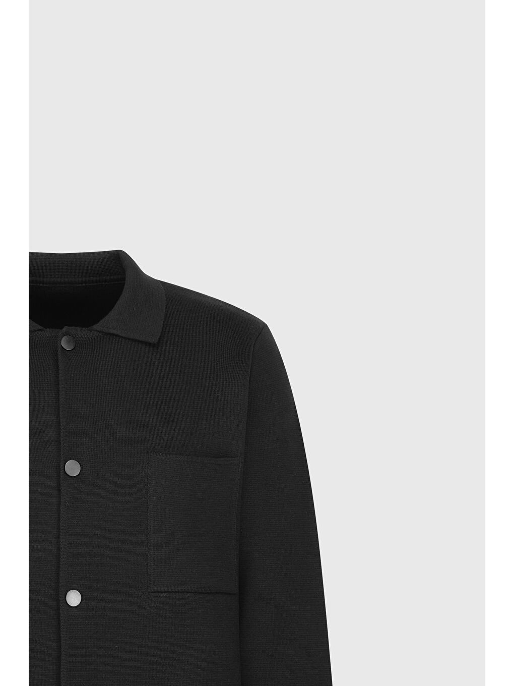 Erkek Siyah %100 Pamuk Sıcak Tutan Standart Fit Normal Kesim Gömlek Yaka Cepli Triko Ceket-7