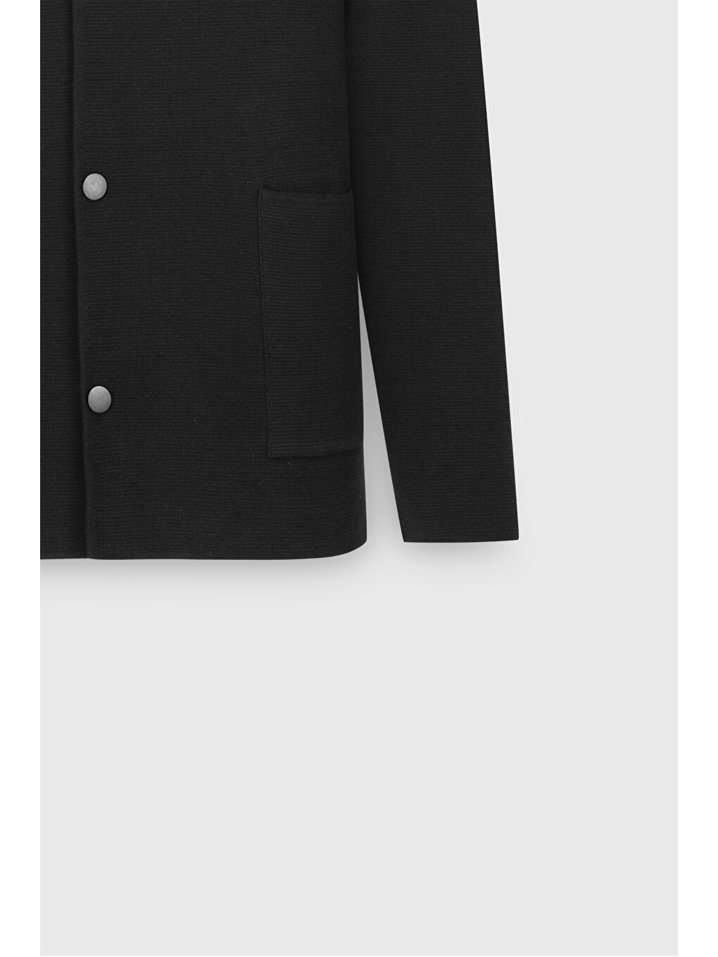 Erkek Siyah %100 Pamuk Sıcak Tutan Standart Fit Normal Kesim Gömlek Yaka Cepli Triko Ceket-8