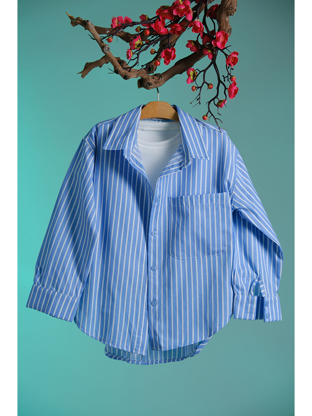 Turkuaz Gömlekli Crop Bodyli İkili Takım Gt.4011