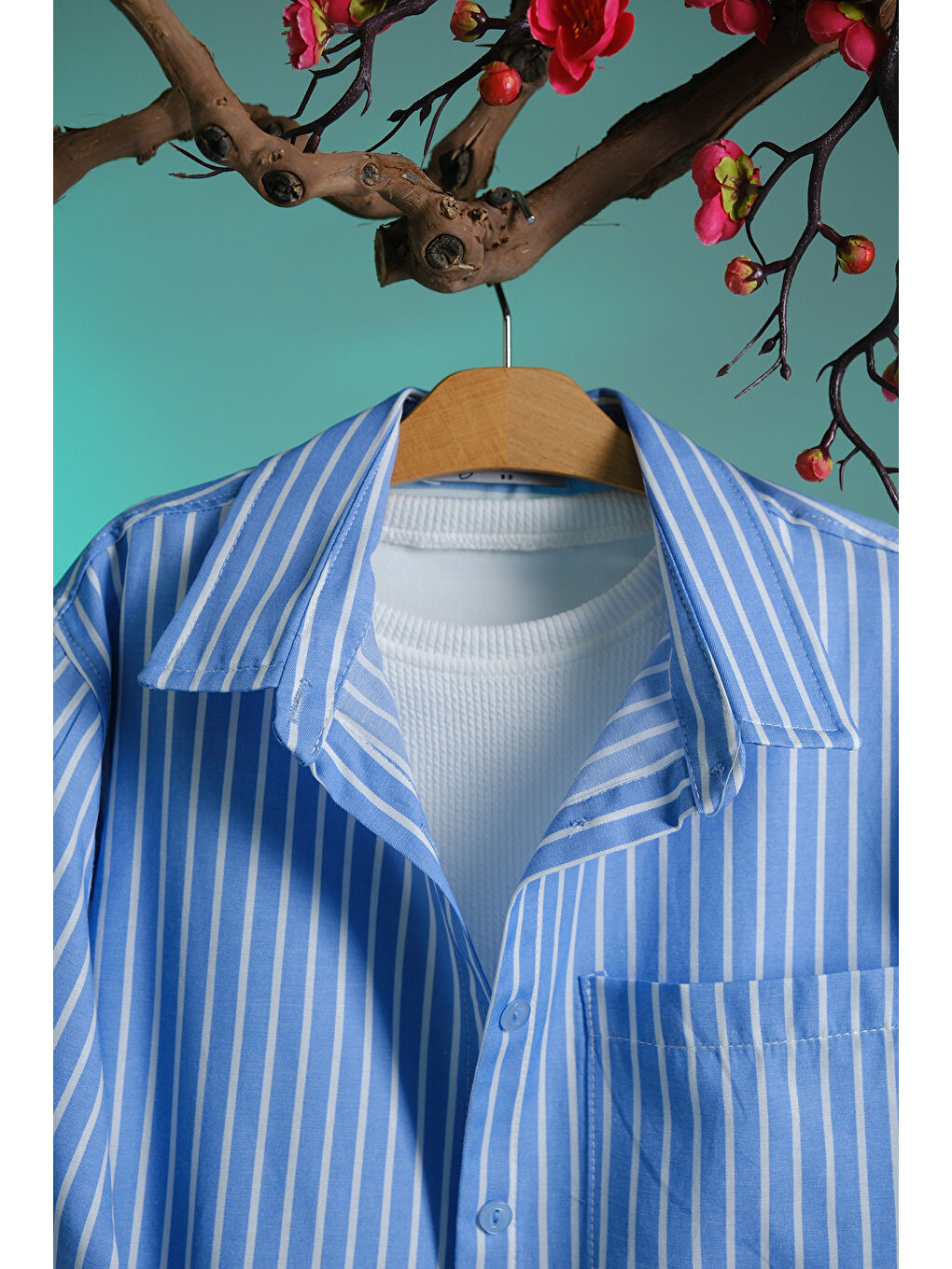 Turkuaz Gömlekli Crop Bodyli İkili Takım Gt.4011-1