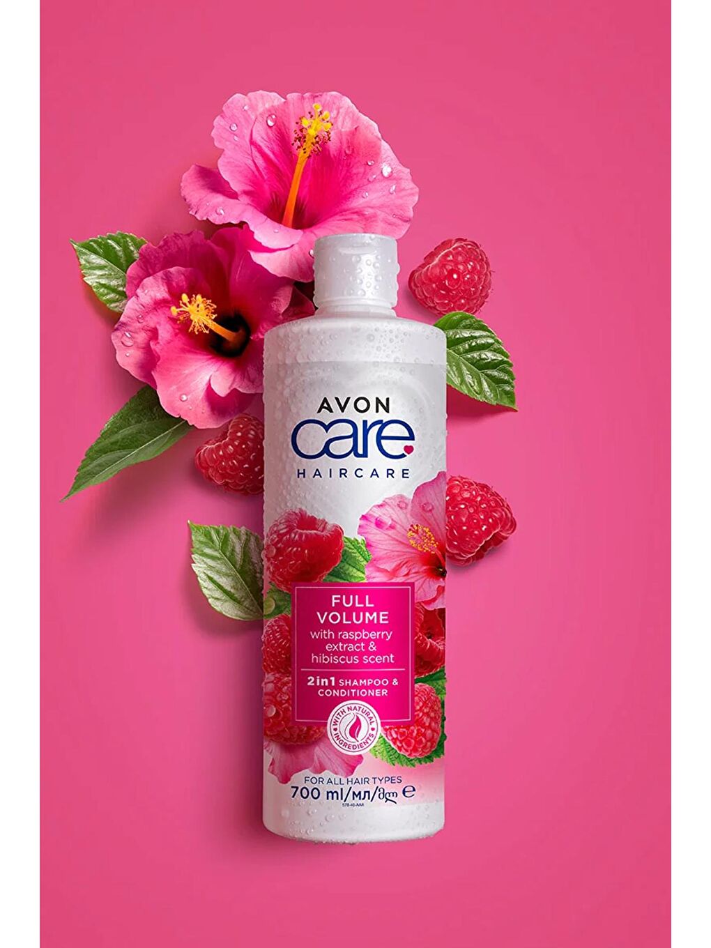 AVON Renksiz Care Ahududu ve Hibiscus Kokulu Şampuan ve Saç Bakım Kremi 700 Ml. - 1