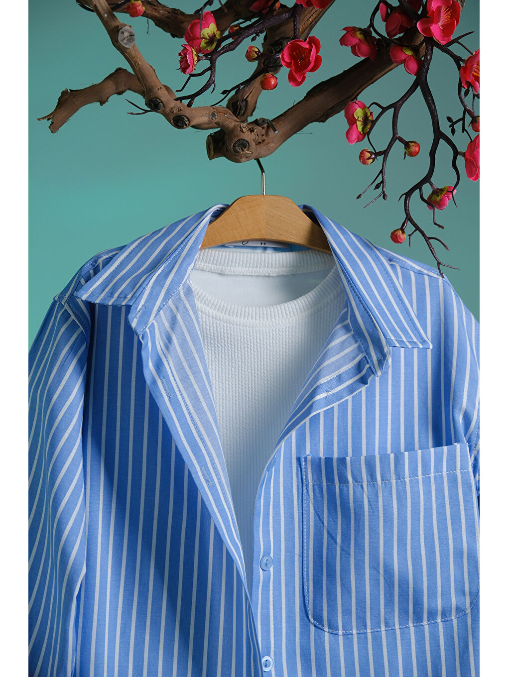 Turkuaz Gömlekli Crop Bodyli İkili Takım Gt.4011-2