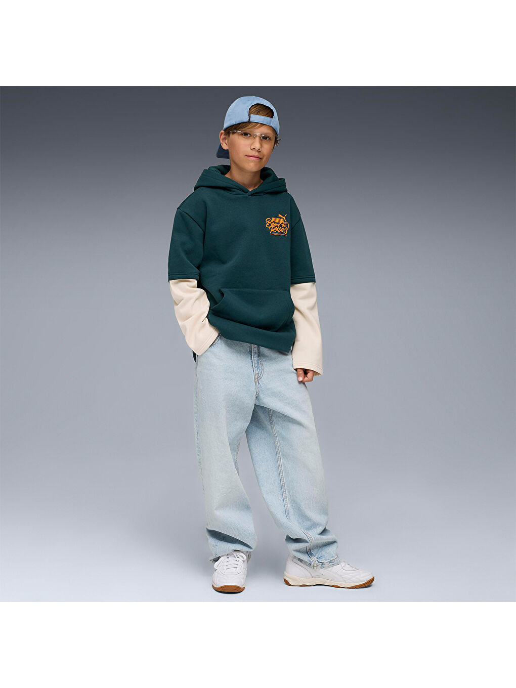 Mid 90s Layered Çocuk Yeşil Kapüşonlu Sweatshirt-2
