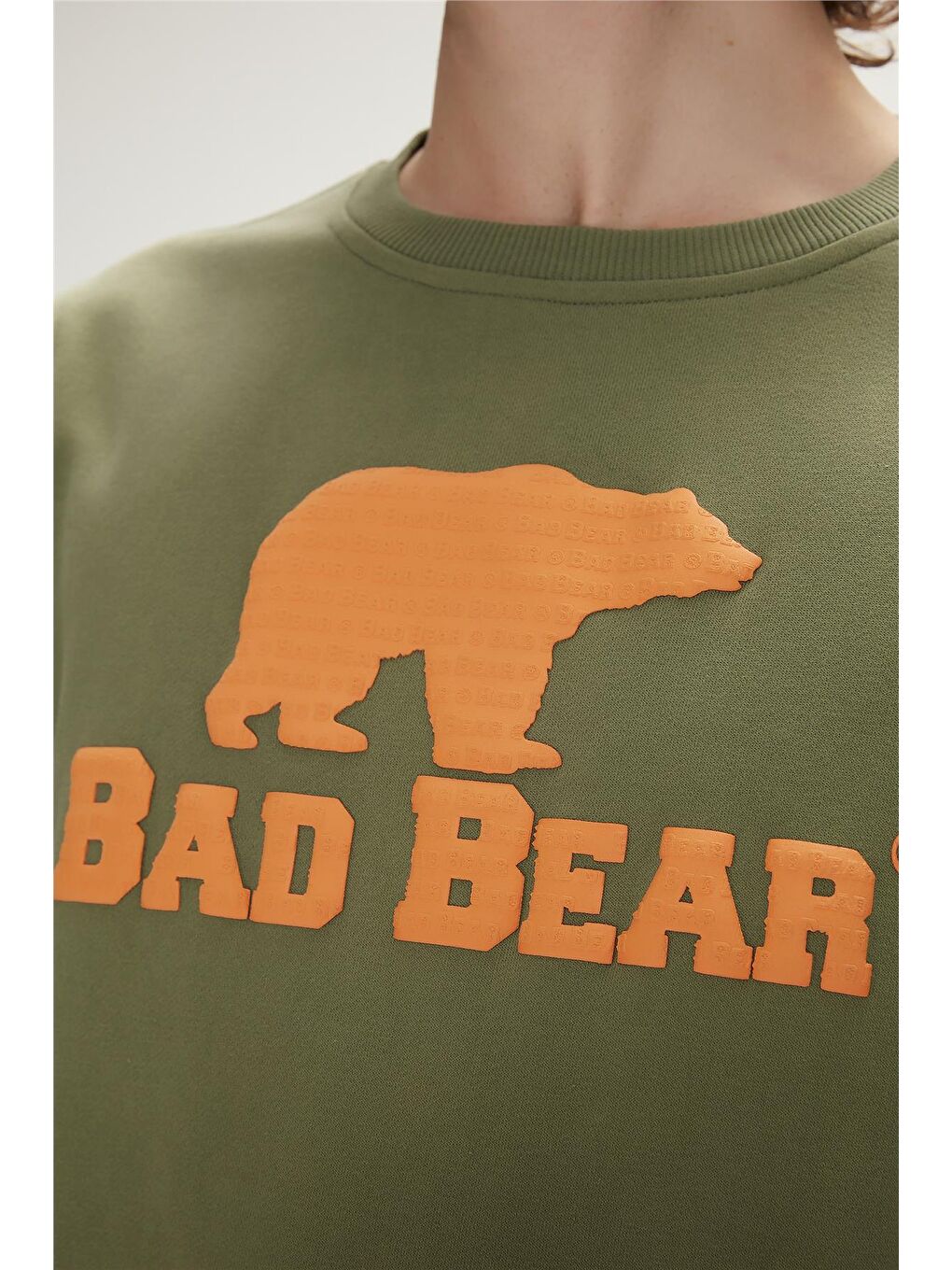 Bad Bear Gri-Yeşil Logo Crewneck Thyme Yeşil Baskılı Erkek Sweatshirt - 1