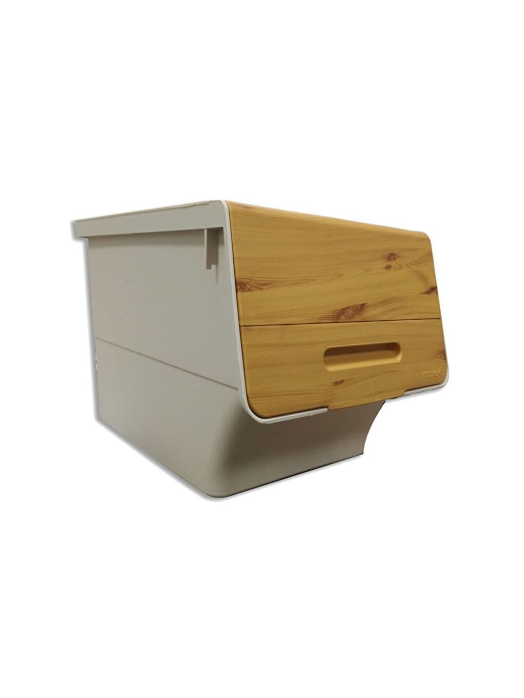 Gri Motek 12 Litre Bambu Desen Tekerlekli Tekli Organizer + Temizlik Seti-2