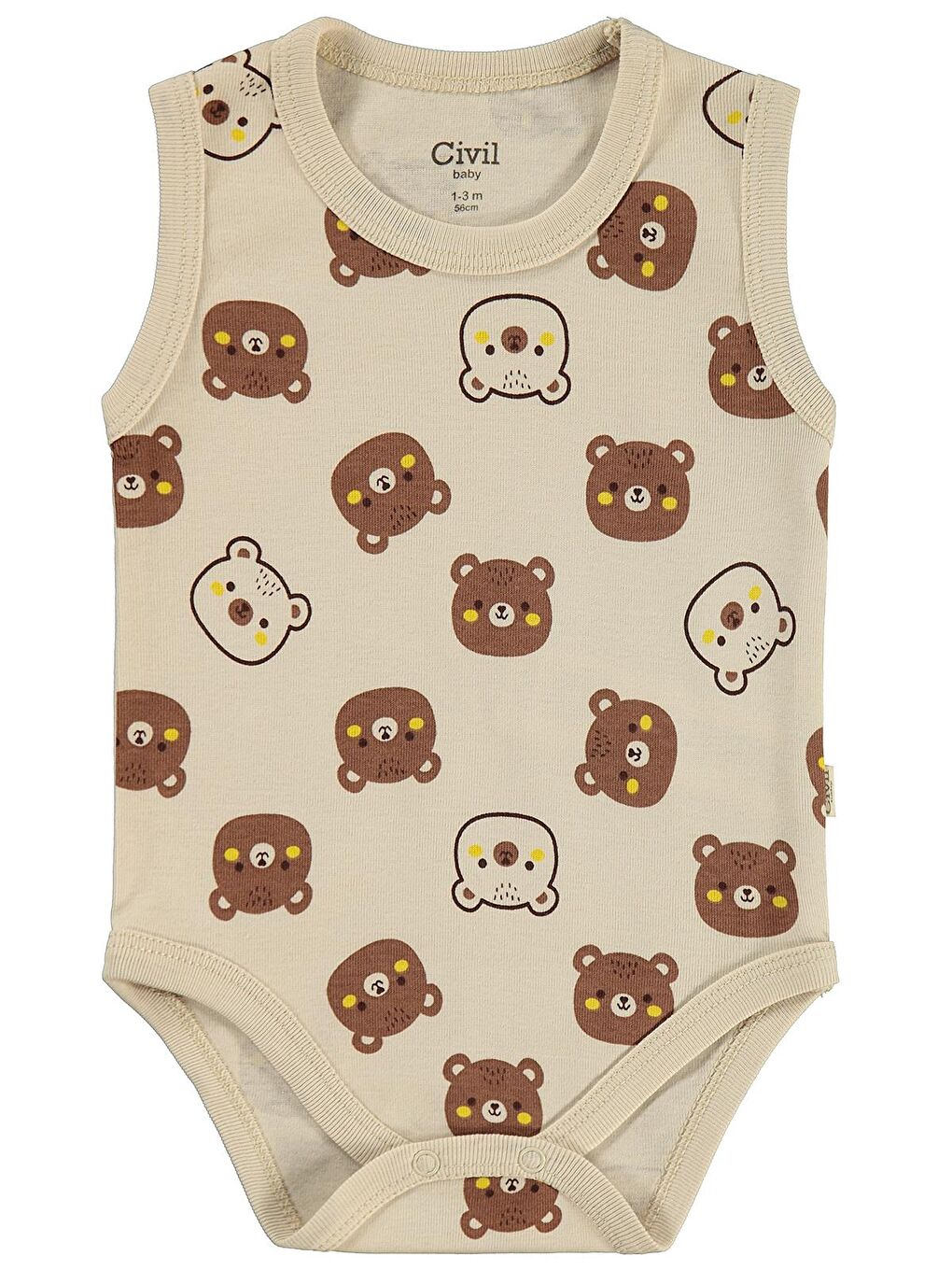 Baby Ayıcık Empirmeli 3 Lü 0-36 Ay Çıtçıtlı Badi - Bej 6-9 Ay-4