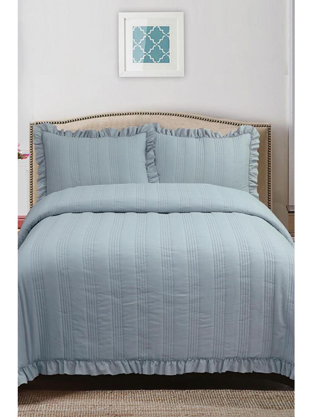 Hülya Elyaf Dolgulu Tek Kişilik 190x250 Cm Yatak Örtüsü Antrasit