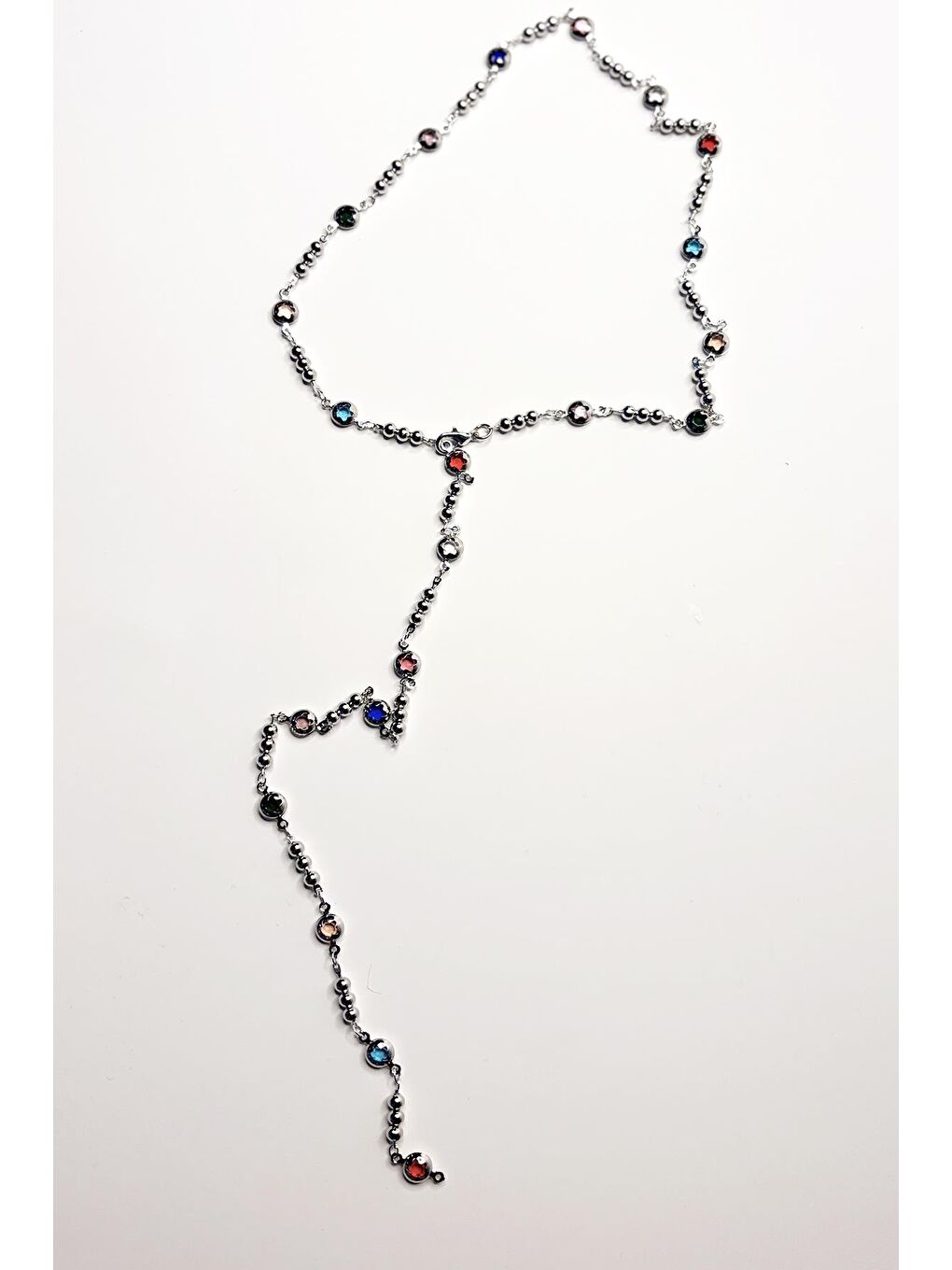 Gri Gümüş Renkli Y Kolye-3