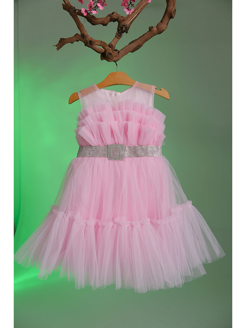 Pembe Tül Detaylı Kız Çocuk Abiye ABY.2309-3