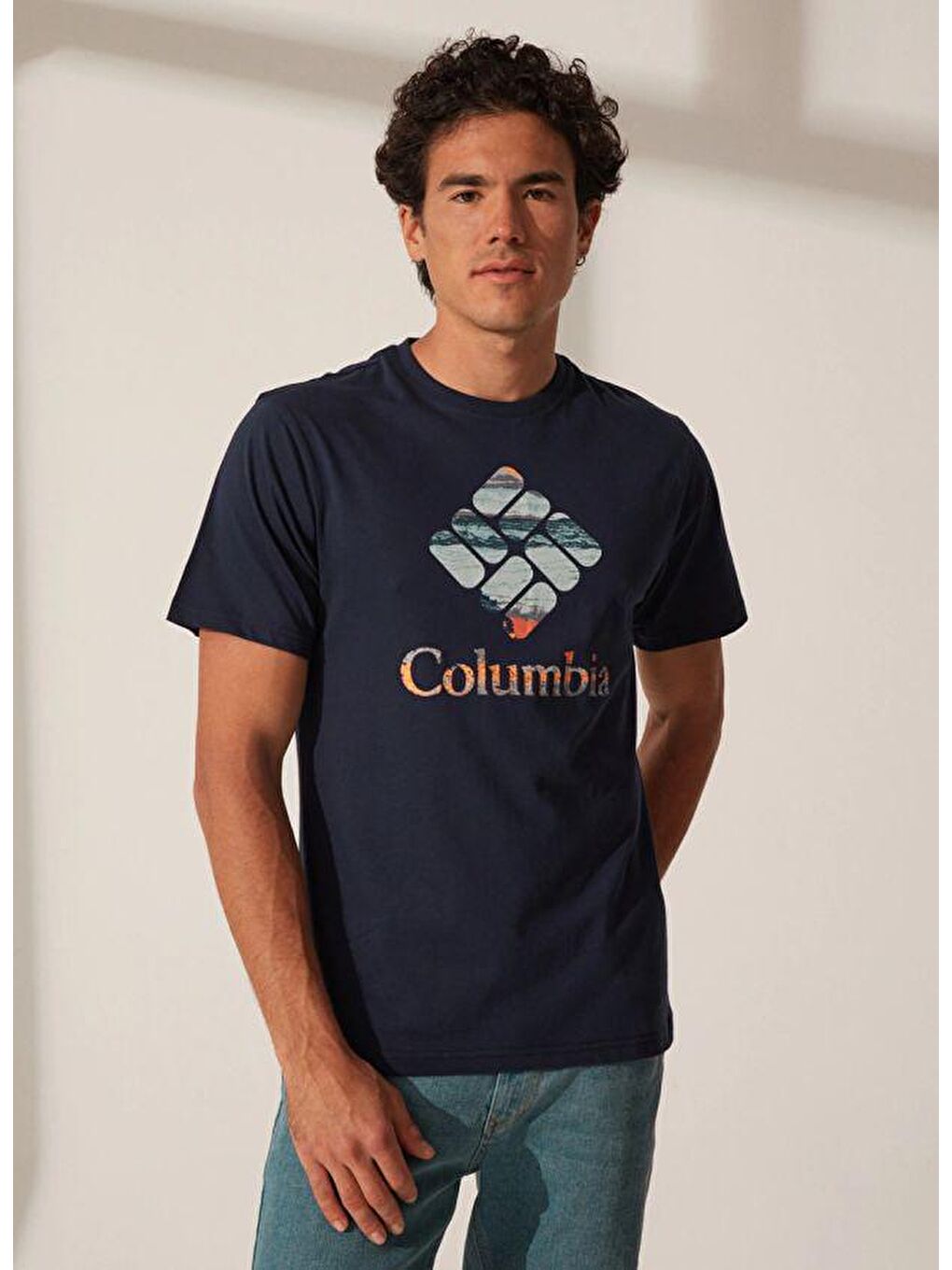 Columbia Lacivert Csc M Stacked Hyper Nature SS Tee Erkek Kısa Kollu Tişört CS0242-466