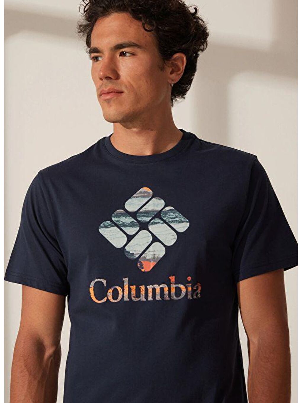 Columbia Lacivert Csc M Stacked Hyper Nature SS Tee Erkek Kısa Kollu Tişört CS0242-466 - 1