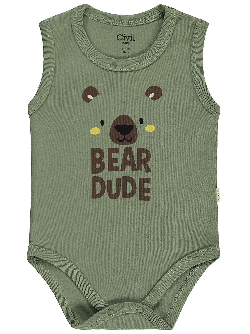 Baby Ayıcık Empirmeli 3 Lü 0-36 Ay Çıtçıtlı Badi - Bej 6-9 Ay-10