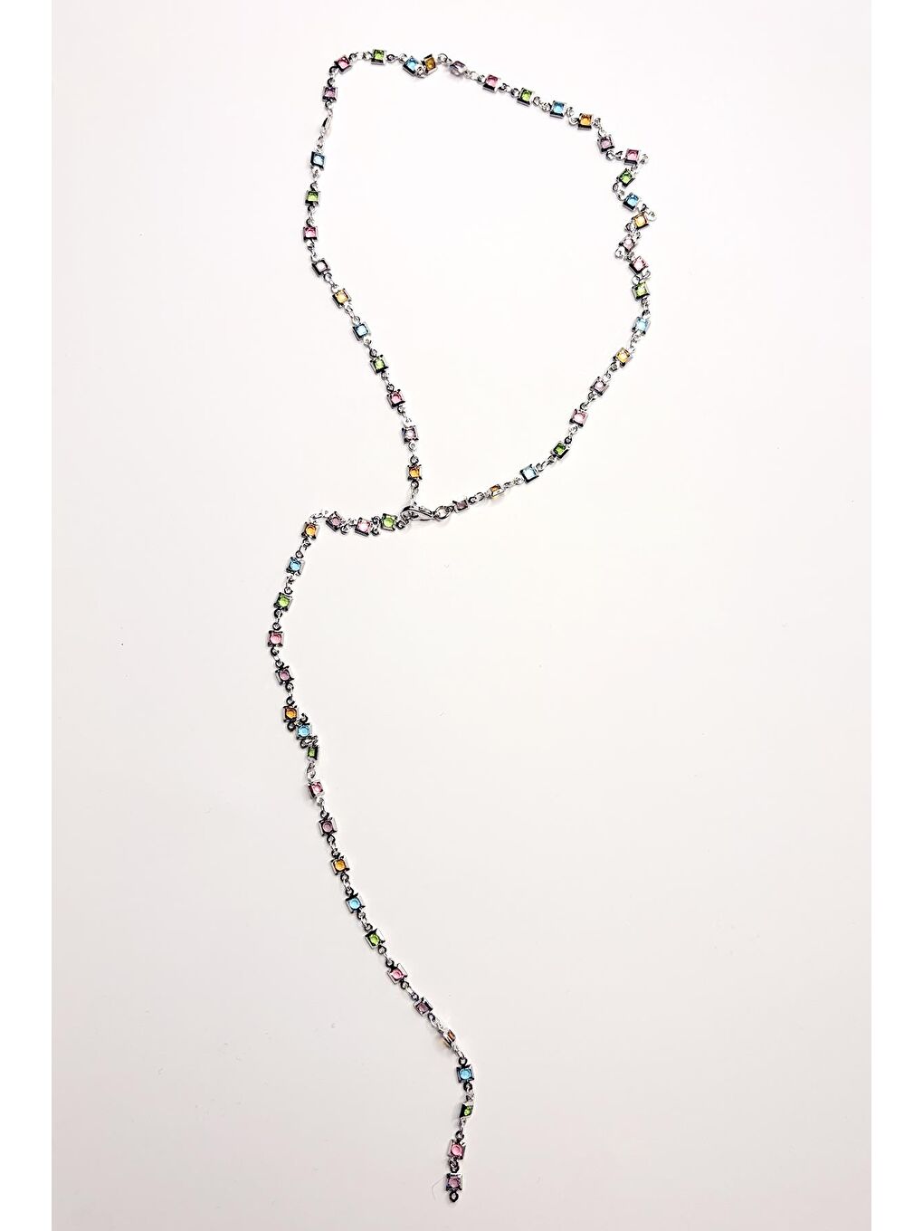 Gri Valentin Gümüş Kare Y Kolye-4