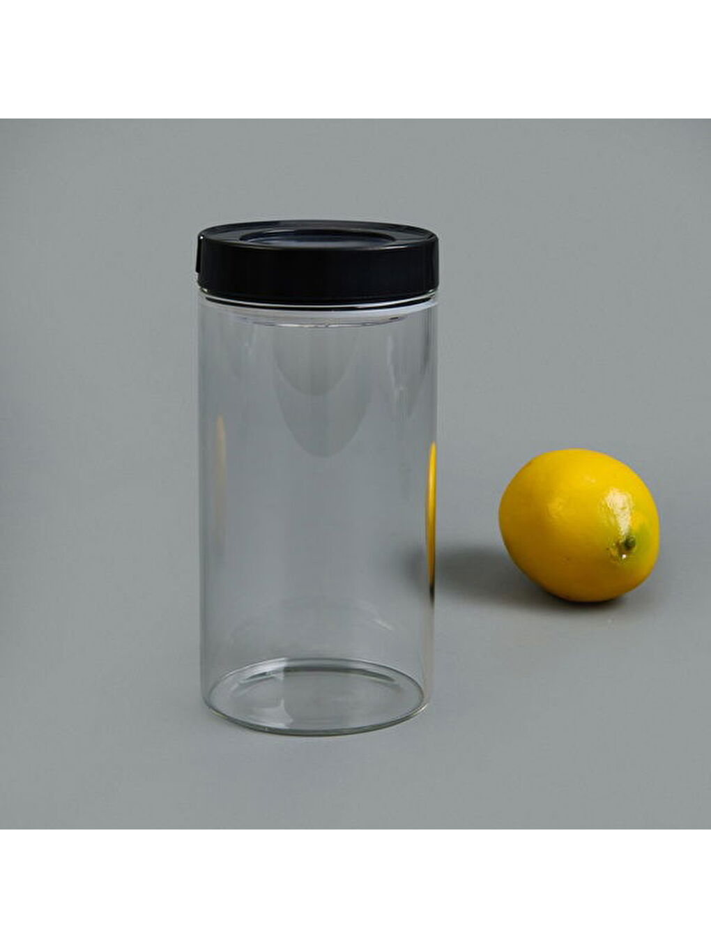 Vakumlu Cam Kavanoz - Şeffaf / Siyah - 600 ml-1